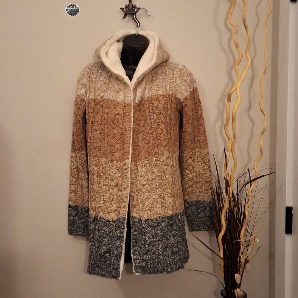 LETY & ME XS FAUX FUR HOODIE CARDIGAN